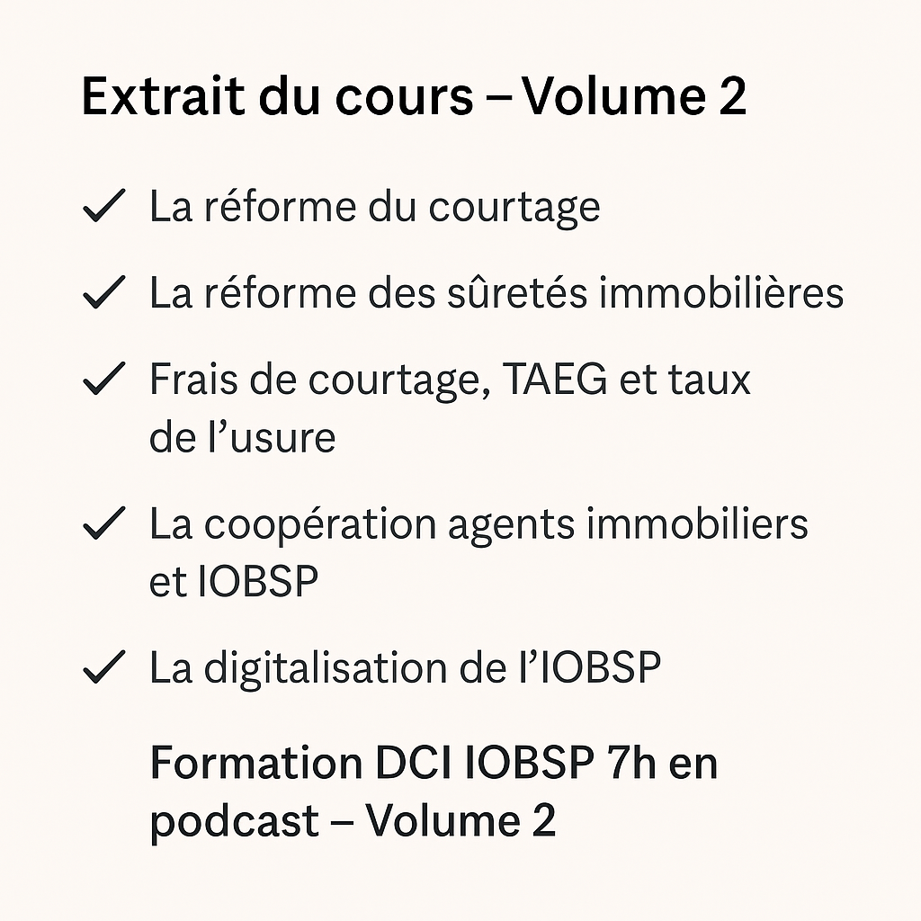 Contenu de la formation DCI IOBSP volume 2 en podcast